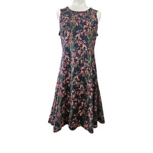 Tommy Hilfiger Size 10 Sleeveless Fit & Flare Dress Blue Floral Lace Lined Logo